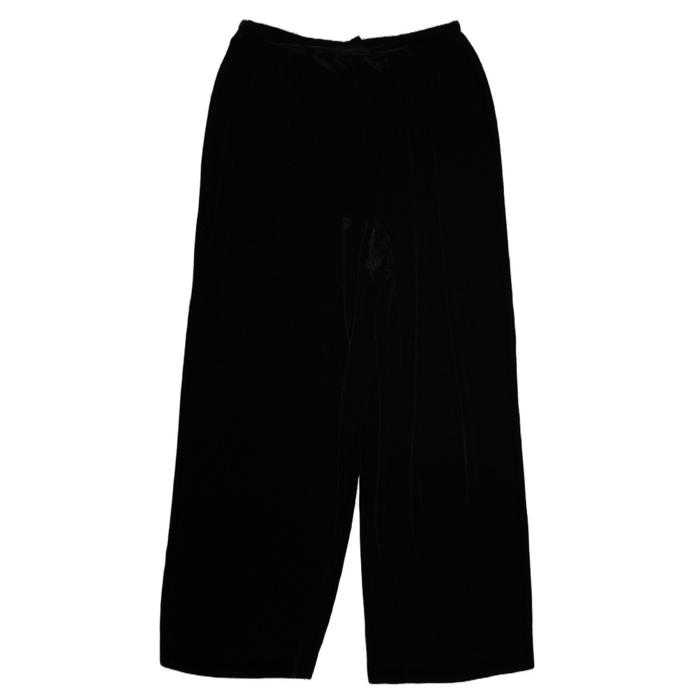 Ann Taylor Velvet Trousers Women's Size 8P Petite Black Silk Bld Wide Leg Pants
